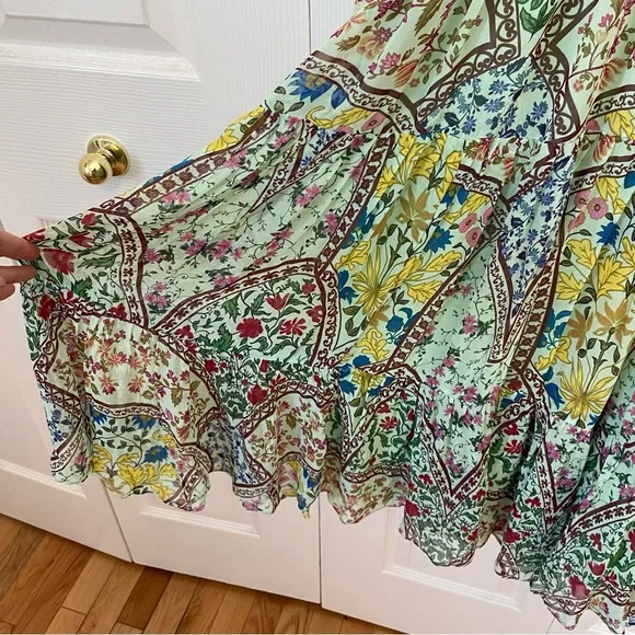 Anthropologie The Somerset Floral Print Boho Tiered Halter Maxi Dress Small - Picture 7 of 11